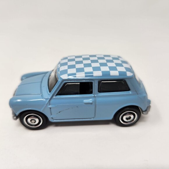 Matchbox 2008 Mini Cooper Diecast Car Blue W/ Checkered Roof - Picture 5 of 7